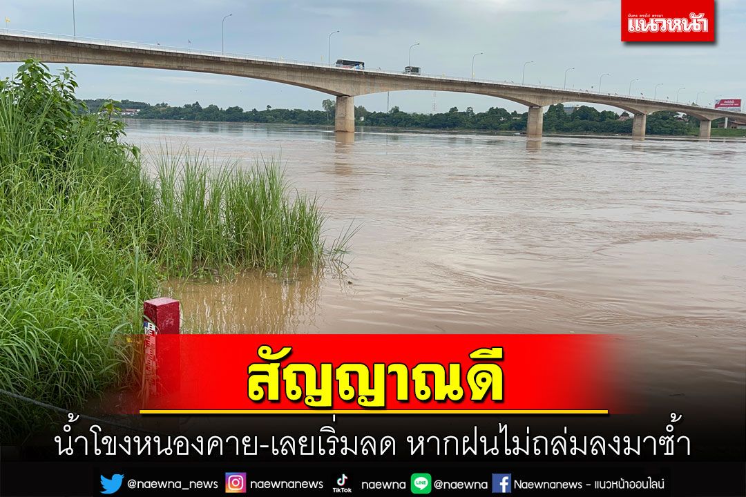 สัญญาณดี!ระดับน้ำโขงที่หนองคาย-เลยเริ่มลด หากฝนไม่ตกหนักซ้ำสถานการณ์คลี่คลาย