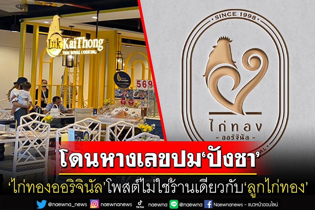 'ไก่ทอง ออริจินัล'ประกาศไม่เกี่ยวข้องกับ'ร้านลูกไก่ทอง' สยบปมโดนหางเลขดราม่า'ปังชา'