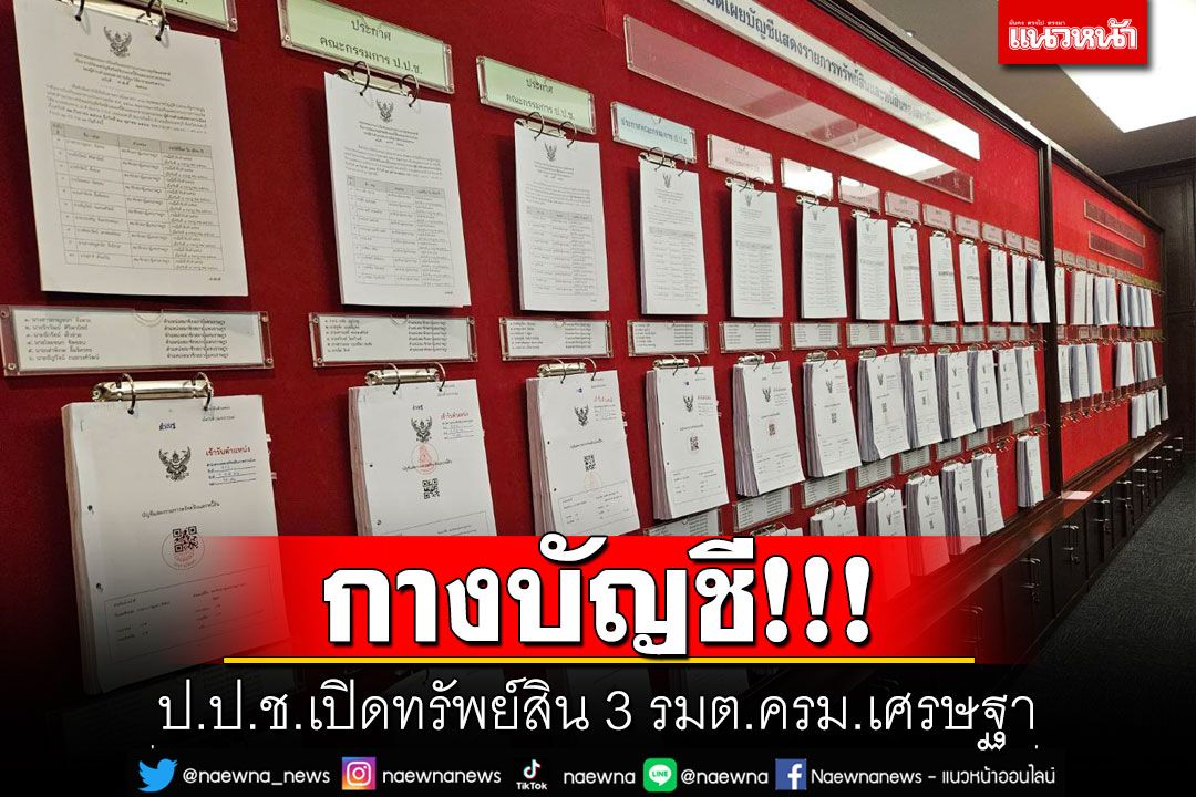 กางบัญชี!!! ป.ป.ช.เปิดทรัพย์สิน 3 รมต.ครม.เศรษฐา