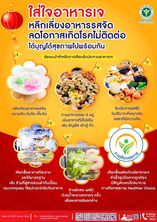 ชวนคนไทยใส่ใจอาหารเจ หลีกเลี่ยงอาหารรสจัด  ลดโอกาสเกิดโรคไม่ติดต่อ ได้บุญได้สุขภาพไปพร้อมกัน