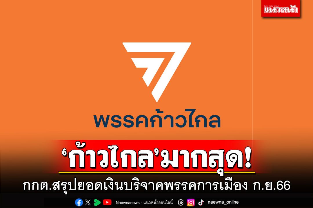 ‘ก้าวไกล’มากสุด! กกต.สรุปยอดเงินบริจาคพรรคการเมือง ก.ย.66