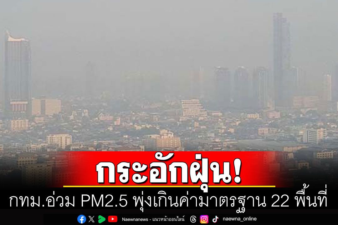 กระอักฝุ่นพิษ! 'PM2.5'กทม.พุ่งเกินค่ามาตรฐาน22เขต 'สมุทรสงคราม'อ่วมหนักค่าฝุ่นสีแดง