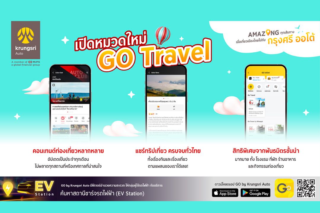 กรุงศรี ออโต้  เปิดบริการ GO Travel บนแอปพลิเคชัน GO by Krungsri Auto