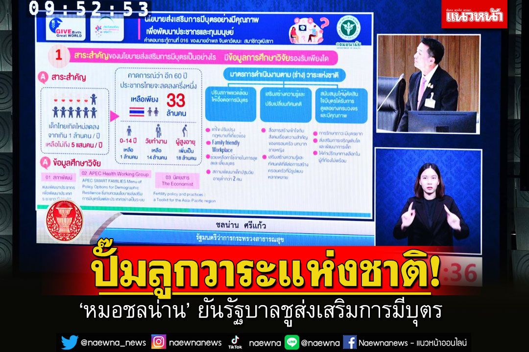 ‘หมอชลน่าน’ ยันรัฐบาลชูส่งเสริมการมีบุตร ดูแลตั้งแต่ในครรภ์จนเติบโตอย่างมีคุณภาพ