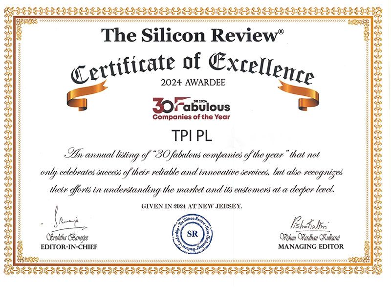 TPIPL ได้รับใบประกาศรับรองความเป็นเลิศ  ติดอันดับ ‘30 บริษัทยอดเยี่ยมแห่งปี’ จาก The Silicon Review