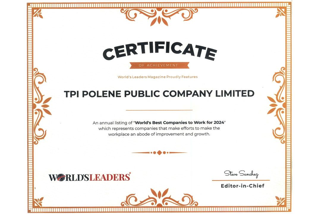 TPIPLได้รับใบประกาศนียบัตรรายชื่อประจำปีของ'บริษัทที่น่าทำงานที่สุดในโลกประจำปี2567'จากนิตยสาร World’sLeaders