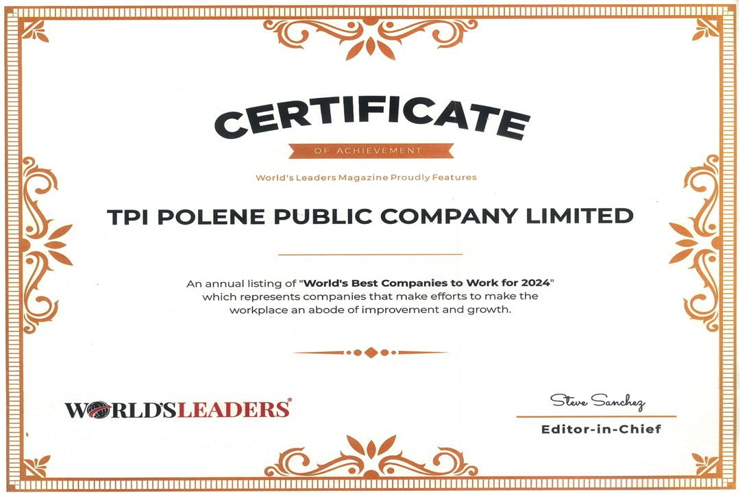 TPIPL ได้รับใบประกาศนียบัตรรายชื่อประจำปี ของ ‘บริษัทที่น่าทำงานที่สุดในโลกประจำปี 2567’ จากนิตยสาร World’s Leaders