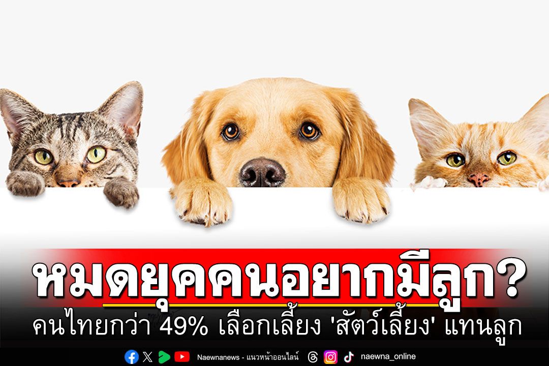 หมดยุคคนอยากมีลูก? ผลสำรวจชี้คนไทยกว่า 49% เลือกเลี้ยง 'สัตว์เลี้ยง' แทนลูก