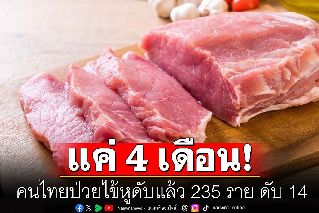 4 เดือนคนไทยป่วยไข้หูดับแล้ว 235 ราย ดับ 14 กรมควบคุมโรคแนะวิธีป้องกันโรค