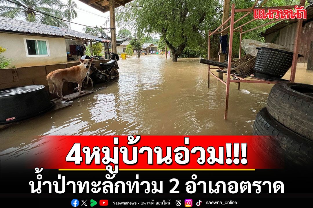 2 อำเภอตราดอ่วม!! น้ำป่าทะลักท่วมแล้ว 4 หมู่บ้าน คาดระดับน้ำยังสูงได้อีก