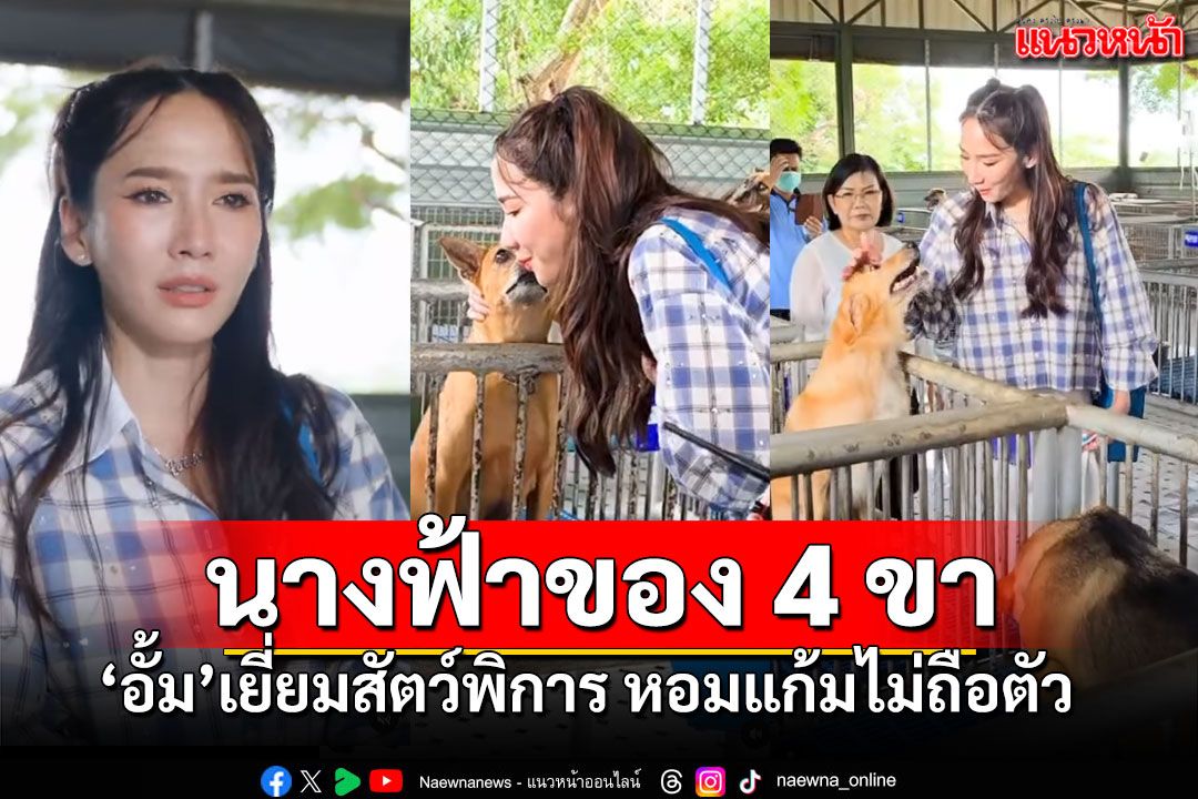 'อั้ม พัชราภา'สุดเอ็นดู เยี่ยมหมาพิการ-ให้หอมแก้ม ควักเงินทำบุญ2แสน (คลิป)