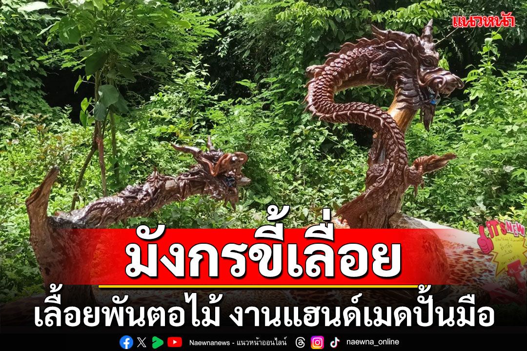 'มังกรขี้เลื่อย'เลื้อยเกาะพันตอไม้ งานแฮนด์เมดปั้นมือสร้างมูลค่า