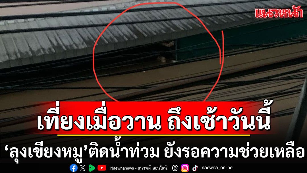 'ลุงเขียงหมู'ยังเกาะกันสาด ติดน้ำท่วมแม่สาย ตั้งแต่เที่ยงเมื่อวาน ถึงเช้าวันนี้