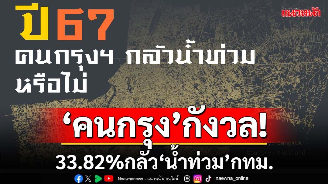 ‘คนกรุง’กังวล! 33.82%กลัวปี67‘น้ำท่วม’กทม. ค่อนข้างพอใจการระบายน้ำ42.14%