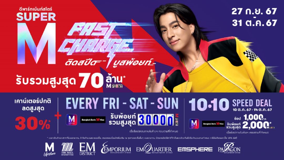 เดอะมอลล์ กรุ๊ป ร่วมกับ ธนาคารกรุงเทพ ชวนช้อปรับพ้อยท์ กับแคมเปญ'SUPER M FAST CHARGE'