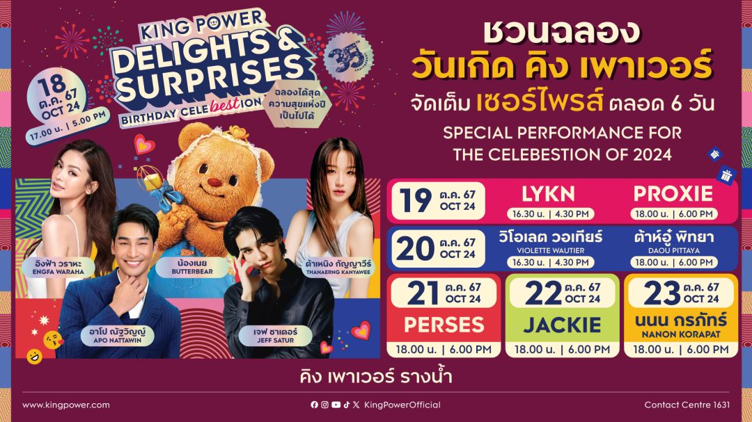 'คิง เพาเวอร์'ฉลองครบรอบ 35 ปี สุดยิ่งใหญ่ ฉลองได้สุด ความสุขแห่งปี เป็นไปได้ เดินหน้าปล่อยเซอร์ไพรส์
