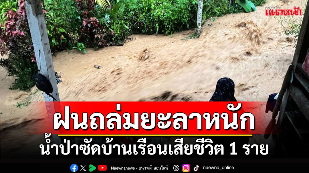 ฝนถล่มยะลาหนักดินสไลด์ต้นไม้ใหญ่หักโค่นขวางถนน น้ำป่าซัดลุงวัย 66 เสียชีวิต