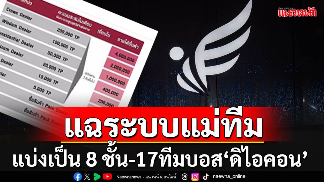 แฉระบบแม่ทีม'ดิไอคอน'แบ่งเป็น  8 ชั้น '17 ทีมบอส' วงในรู้กันหมดใครคือ'ผอ.ฝ่ายการตลาด'