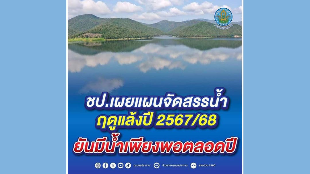 ชป.เผยแผนจัดสรรน้ำฤดูแล้งปี 2567/68 ยันมีน้ำเพียงพอตลอดปี