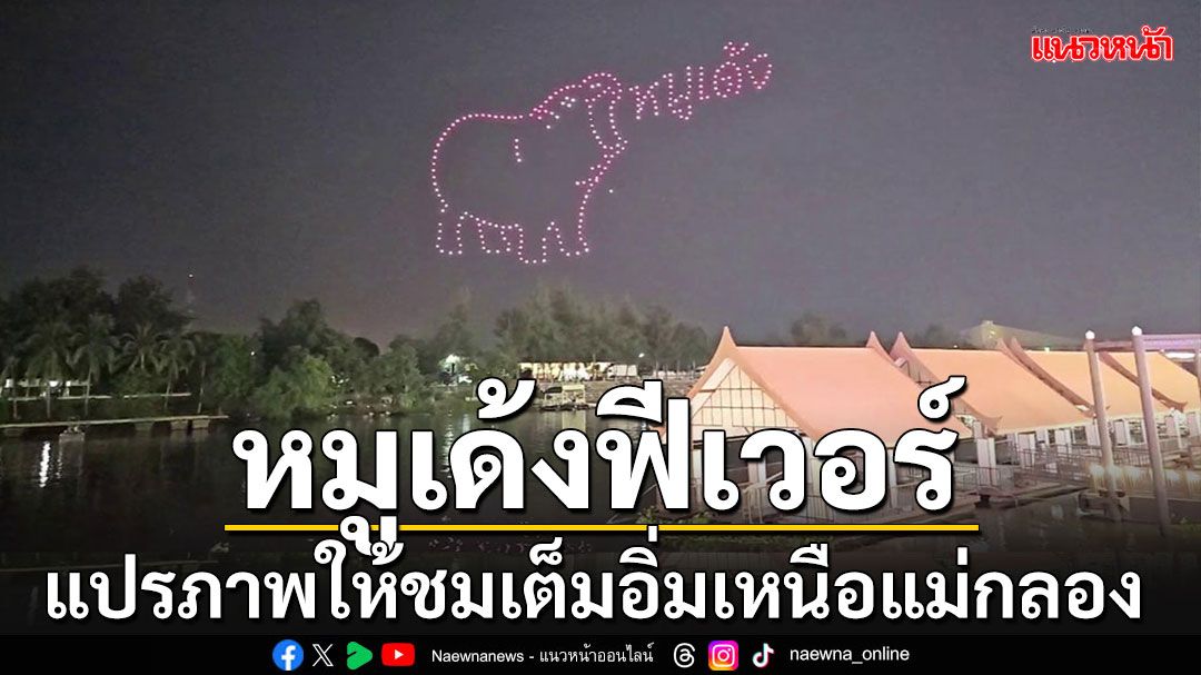 'หมูเด้งฟีเวอร์'ไม่หยุด จนต้องจัดโดรนแปรภาพให้ชมเต็มอิ่มเหนือแม่น้ำแม่กลอง