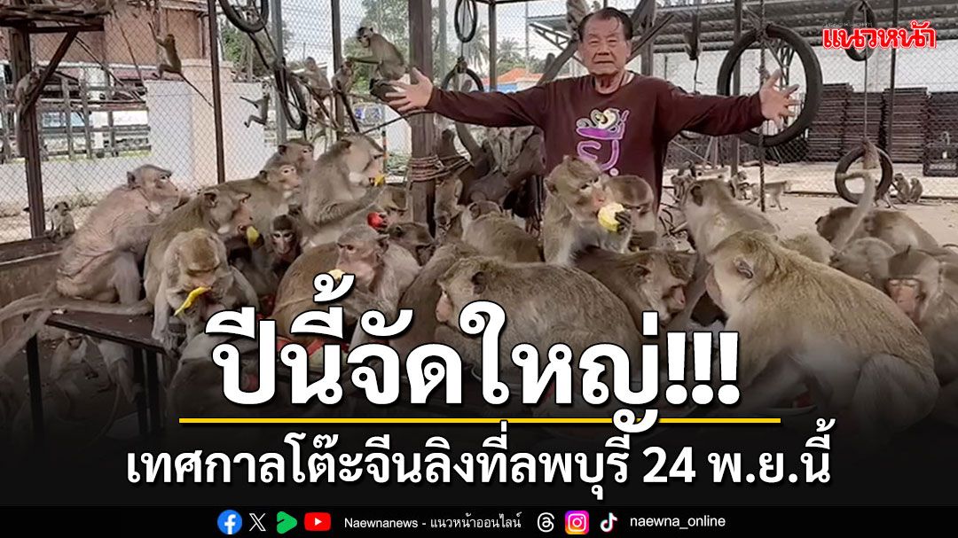 24พ.ย.นี้ปักหมุดรอเลย!! เทศกาลโต๊ะจีนลิงลพบุรีครั้งที่36 ปีนี้จัดใหญ่-เปิด 10 เมนูเด็ดเจ้าจ๋อ