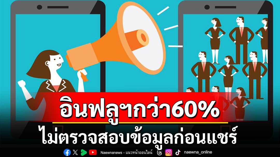 น่าห่วง! ‘ยูเนสโก’สำรวจพบ‘อินฟลูเอนเซอร์’กว่า60%ไม่ตรวจสอบความถูกต้องของข้อมูลก่อนแชร์