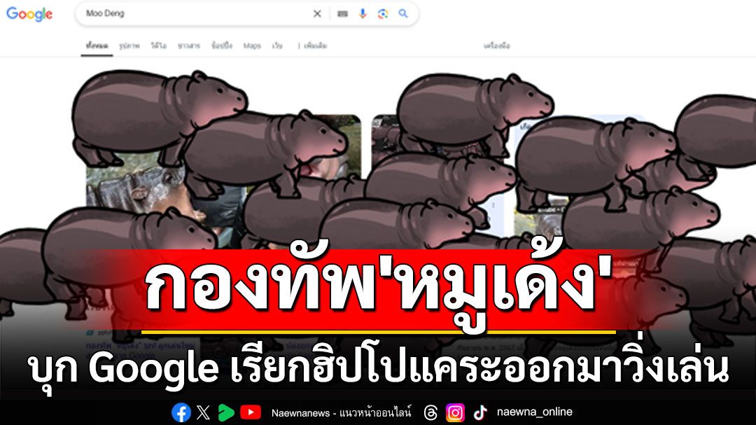 กองทัพ'หมูเด้ง'บุก Google เรียกฮิปโปแคระออกมาวิ่งเล่นบนหน้าจอค้นหา