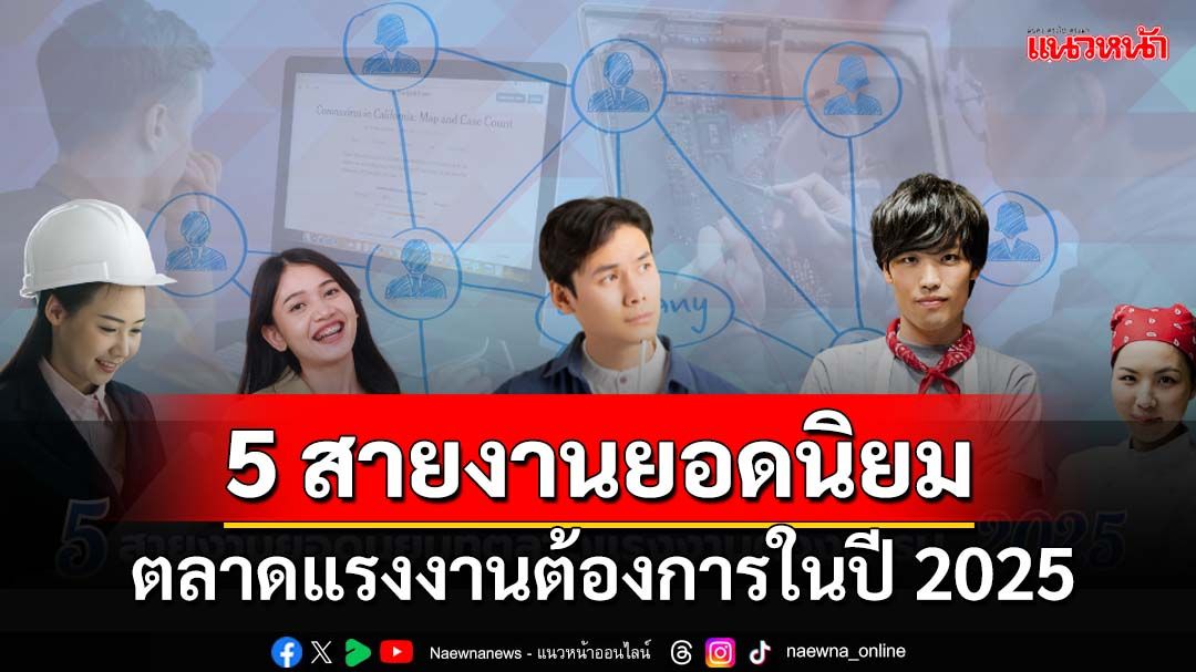 5 สายงานยอดนิยมที่ตลาดแรงงานทั่วประเทศต้องการในปี 2025