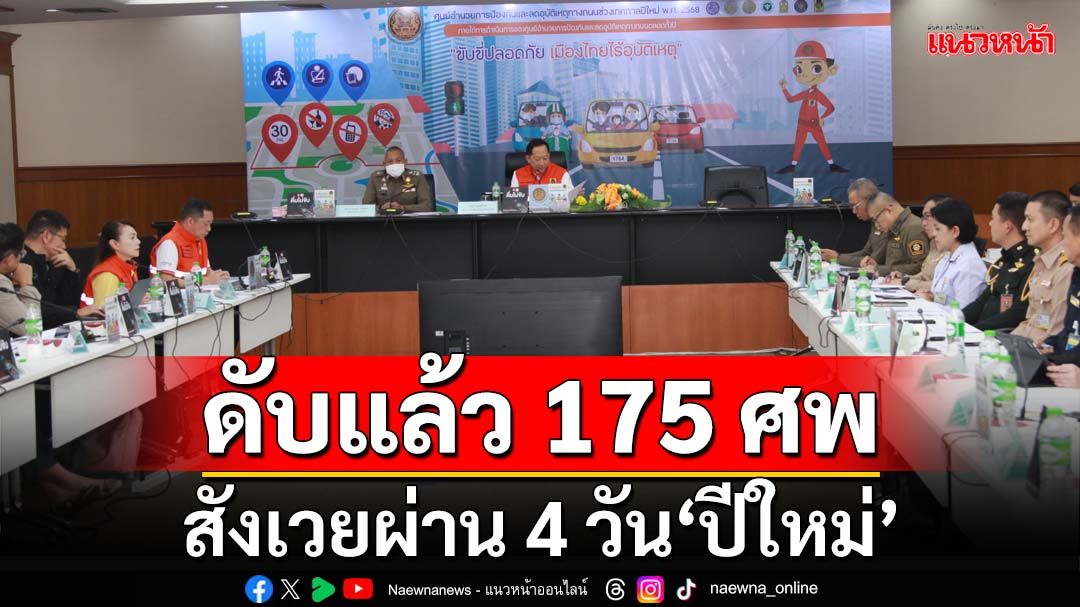 ผ่าน 4 วันดับสังเวย‘ปีใหม่’แล้ว 175 ศพ เจ็บระนาวขึ้นหลักพัน คุมเข้ม‘เคานต์ดาวน์’