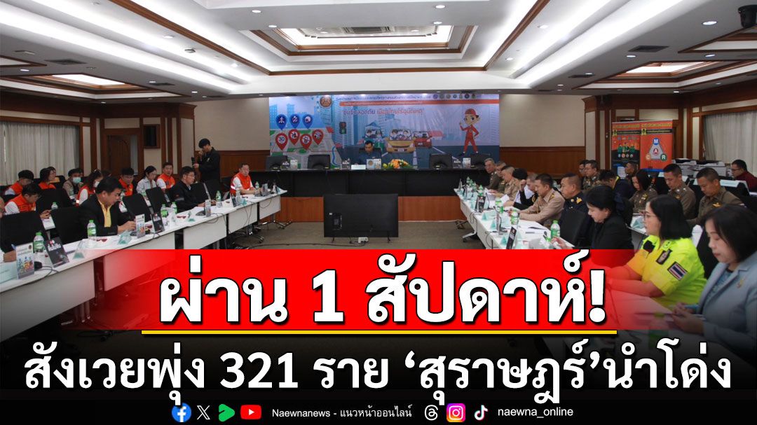 10 วันอันตรายปีใหม่ผ่าน 1 สัปดาห์! สังเวยพุ่ง 321 ราย ‘สุราษฎร์’ ยังนำโด่ง