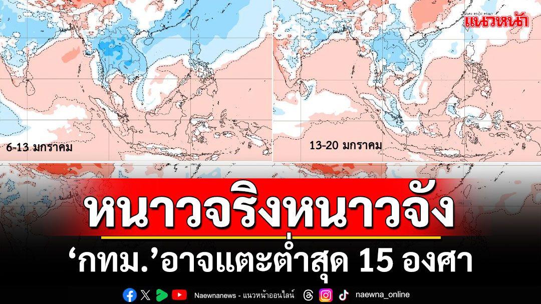 หนาวจริงหนาวจัง! ‘กทม.’อาจแตะต่ำสุด 15 องศา