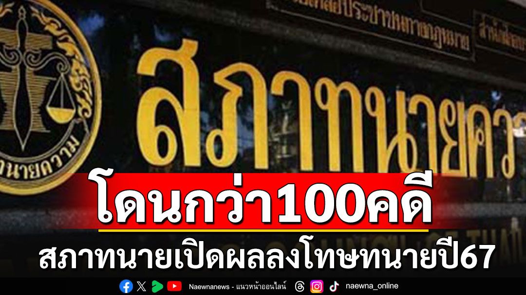 เปิดคำสั่งลงโทษ'ทนาย'ปี67 โดนกันกว่า 100 คดี ตั้งแต่'ว่ากล่าวตักเตือน'ยันลบชื่อออก