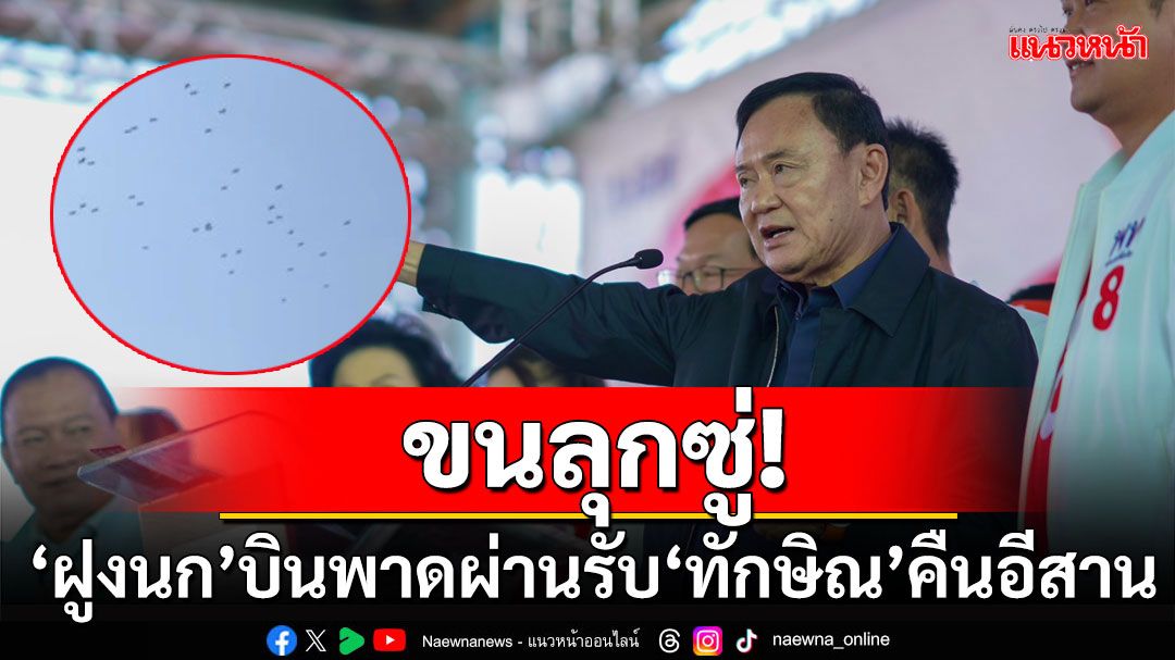 ขนลุกซู่! ‘ฝูงนก’ นับหมื่นโบยบินเป็นทางสายเสมือนรับ ‘ทักษิณ’ คืนถิ่นอีสาน