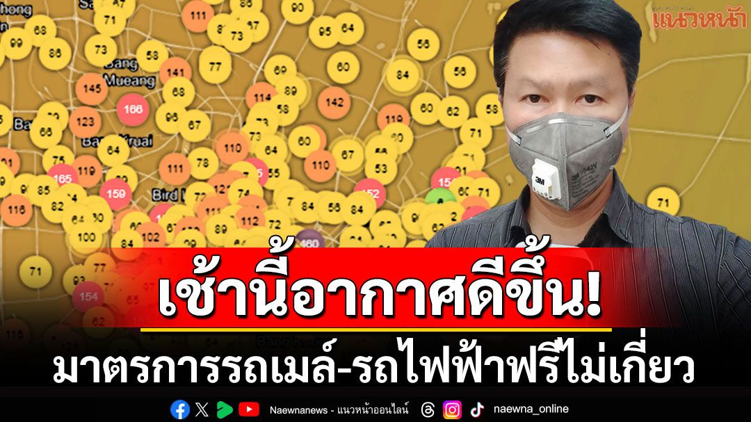 ตามคาด! 'อ.เจษฎา'โพสต์เช้านี้ค่าฝุ่นสีเขียว อากาศดีเหตุลมแรงไม่เกี่ยว'รถเมล์-รถไฟฟ้าฟรี'