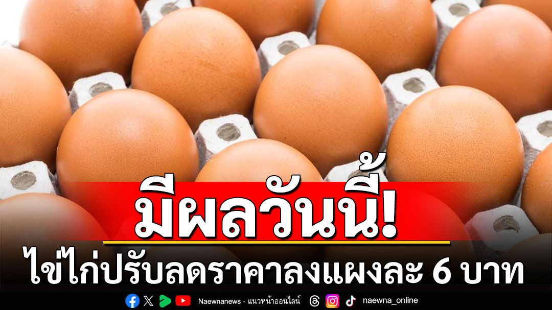 ผู้บริโภคเฮ! ไข่ไก่ปรับลดราคาลงแผงละ 6 บาท มีผลวันนี้