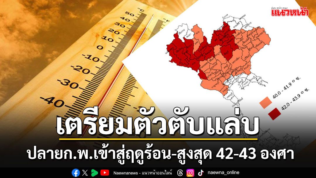 อุตุฯคาดไทยเข้าสู่ฤดูร้อนปลายเดือนก.พ.-กลางพ.ค. บางพื้นที่อาจสูงถึง 42–43 องศาฯ