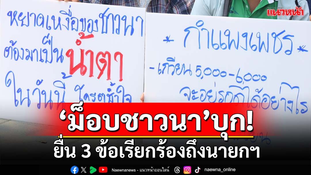 ‘ม็อบชาวนา’บุกถึงทำเนียบฯ ยื่น 3 ข้อเรียกร้องถึงนายกฯ