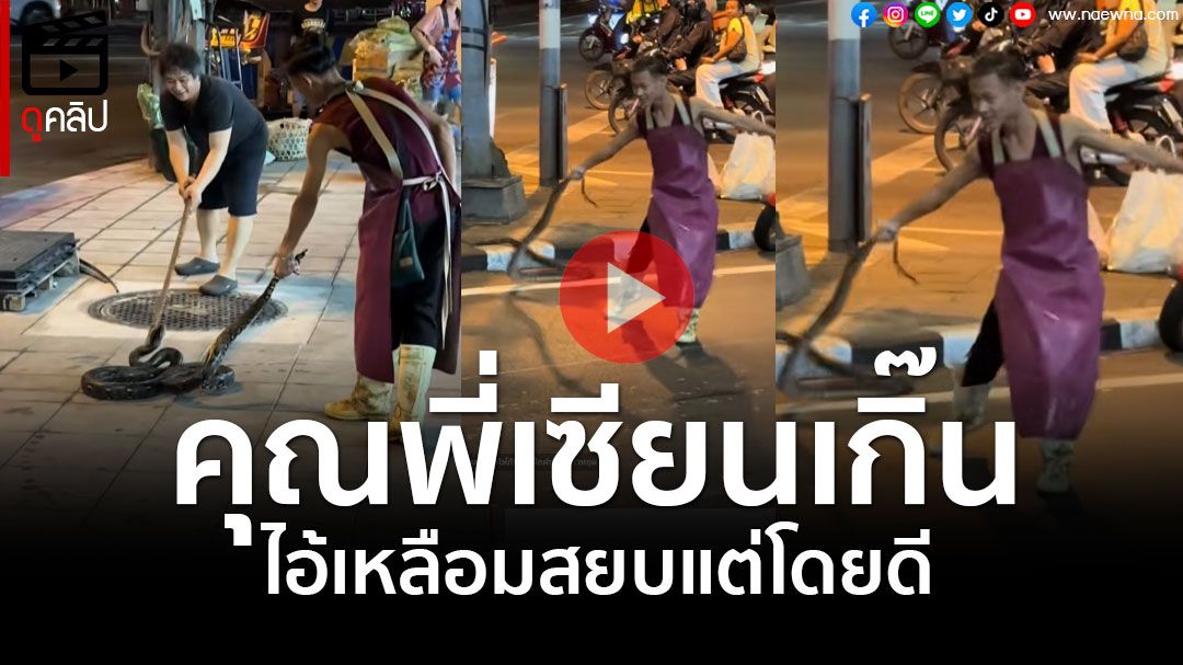 (คลิป) โอ้โห พ่อค้าย่านคลองเตย โดดจับงูอย่างเซียน