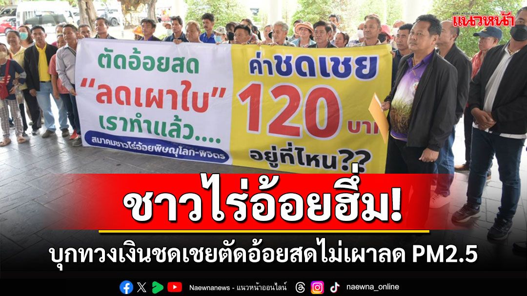 ชาวไร่อ้อยพิษณุโลก-พิจิตรบุกทวงเงินชดเชยตัดอ้อยสดไม่เผาลด PM2.5