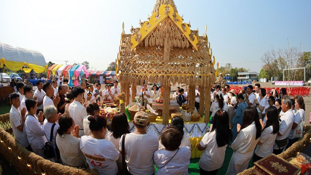 'ชาววังพิกุล'ร่วมใจสืบสานประเพณีทำขวัญข้าว 'พระแม่โพสพ' รักษาขนบทำธรรมดั้งเดิม