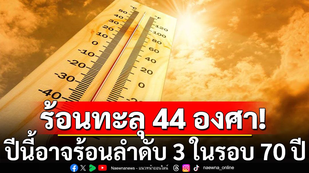 ไทยอากาศร้อนจัด! ปีนี้อาจร้อนลำดับ 3 ในรอบ 70 ปี บางพื้นที่ทะลุ 44 องศา