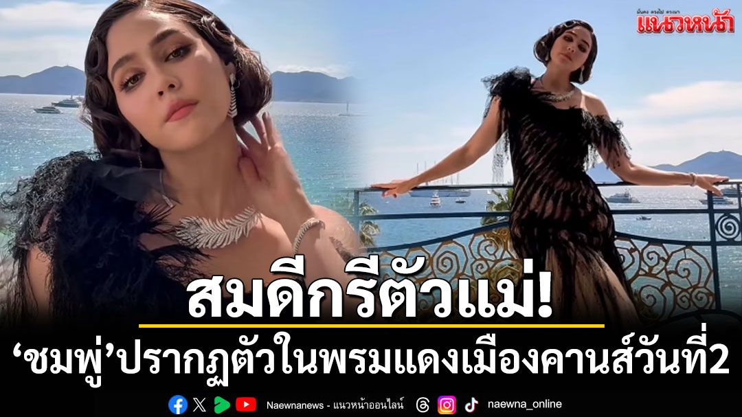 สมดีกรีตัวแม่! 'ชมพู่ อารยา'ปรากฏตัวในพรมแดงเมืองคานส์วันที่2