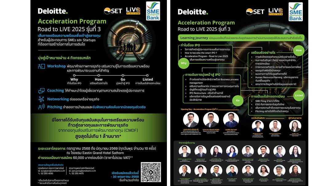 ดีลอยท์ จับมือ SME D Bank เดินหน้าโครงการ Road to LiVE 2025 รุ่น 3