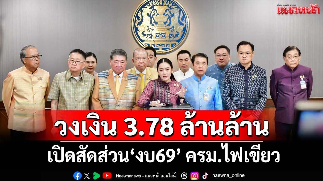 เปิดสัดส่วน‘งบ69’ ครม.ไฟเขียววงเงิน 3.78 ล้านล้าน