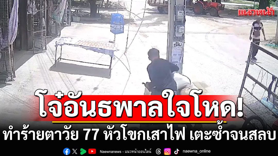 โจ๋อันธพาลใจโหด! ล็อกคอตาวัย 77 จับหัวโขกเสาไฟ เตะซ้ำจนสลบ อาการสาหัส