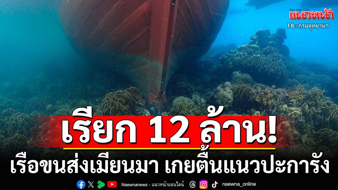 กรมอุทยานฯ เรียกค่าเสียหาย 12 ล้าน เรือขนส่งเมียนมา เกยตื้นแนวปะการัง