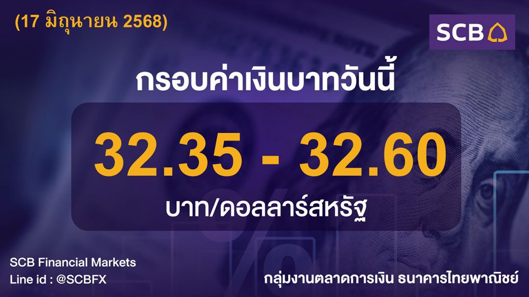 ค่าเงินบาทประจำวันที่ 17 มิถุนายน 2568