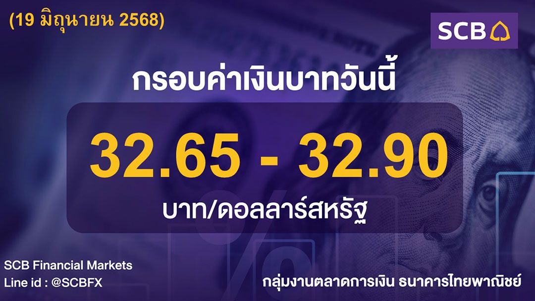 ค่าเงินบาทประจำวันที่ 19 มิถุนายน 2568