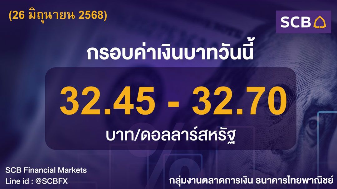 ค่าเงินบาทประจำวันที่ 26 มิถุนายน 2568