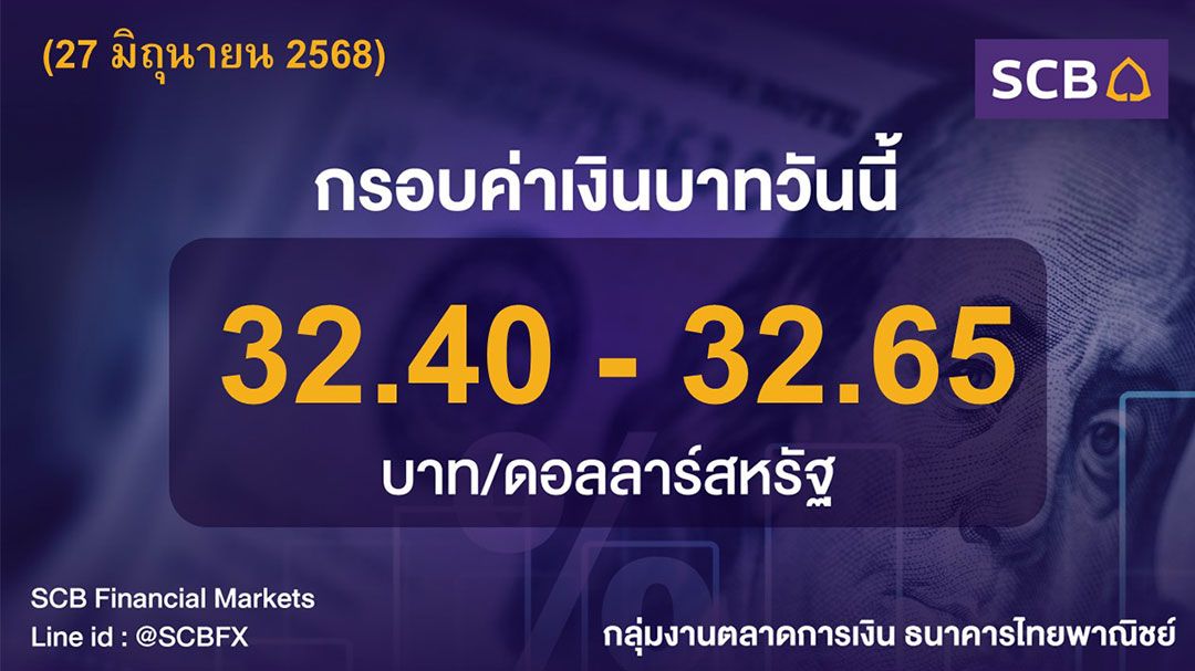 ค่าเงินบาทประจำวันที่ 27 มิถุนายน 2568